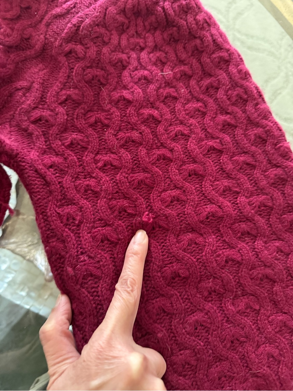 Joie Raspberry Cable-Knit V-Neck Sweater - Picture 9 of 9
